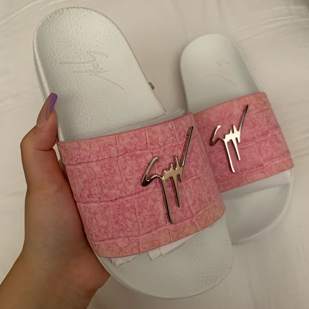 Pink Croc Giuseppe Slides